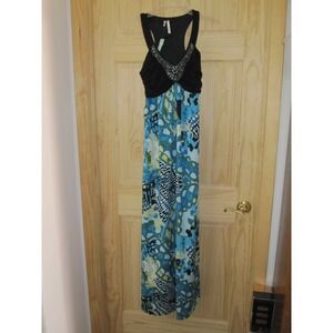 NEW CUTE Summer Dress Black Blue Green Long sz 1 Airy Comfy Racer Back‎ Gemmed!